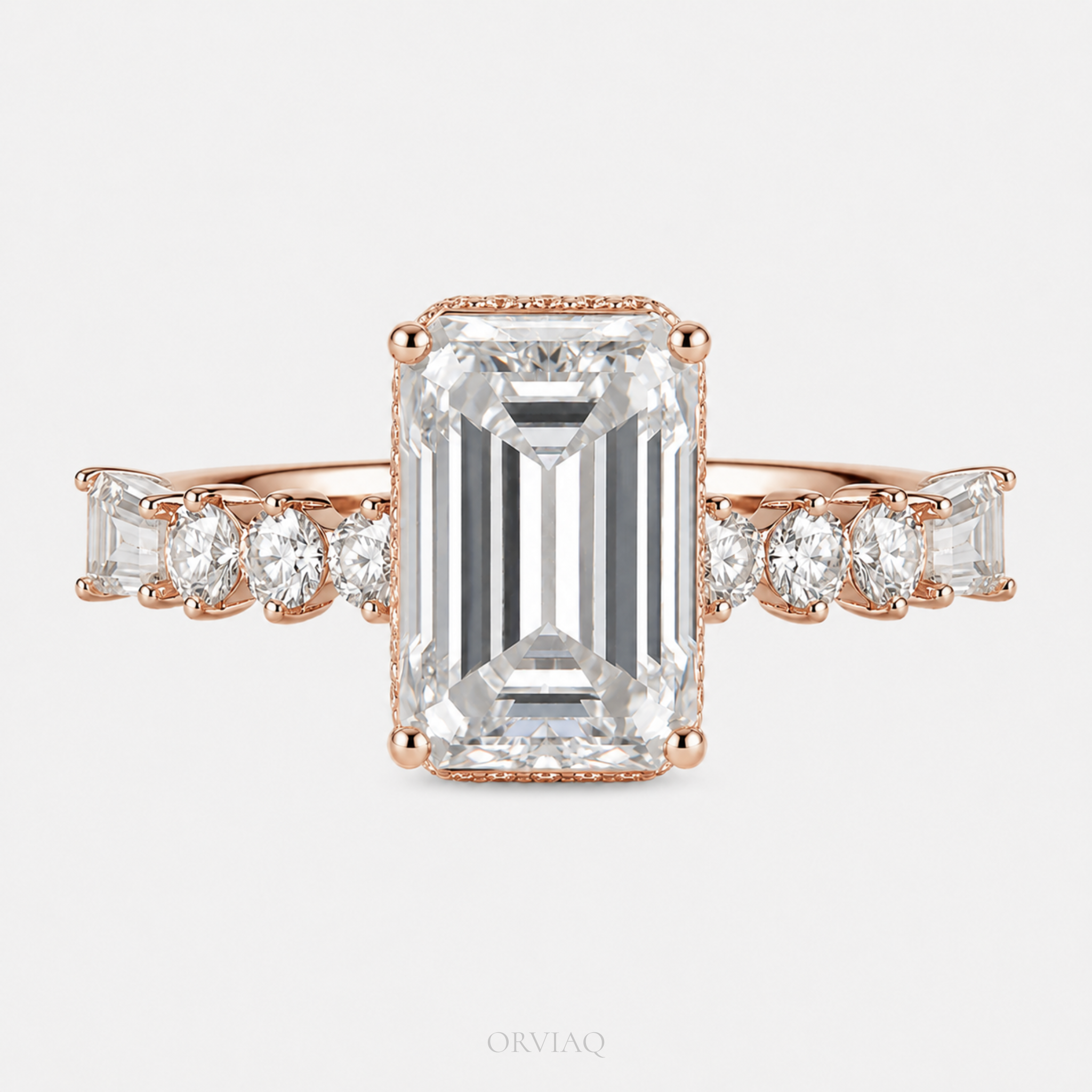 3 CT Emerald Cut Lab Grown Diamond Engagement Ring 14K White Gold