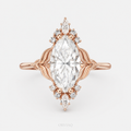 3 CT Marquise Cut Lab-Grown Diamond Nature Inspired Engagement Ring in Solid Gold | Vintage Floral Leaf Ring | IGI Certified