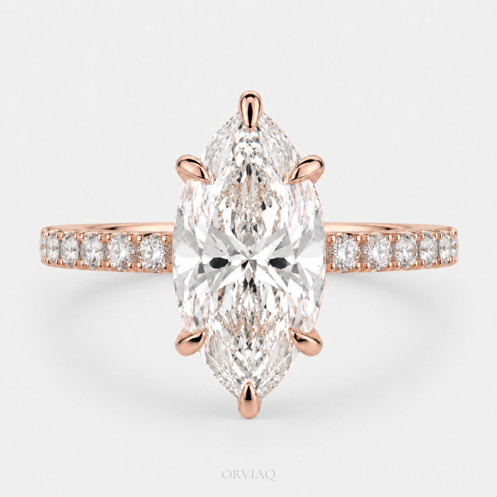 1.5 CT Marquise Lab Grown Diamond Engagement Ring 14K Yellow Gold