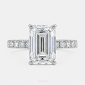 4.5 CT Emerald Cut Lab-Grown Diamond Engagement Ring in Pave Band | IGI Certified | 10K, 14K, 18K Gold