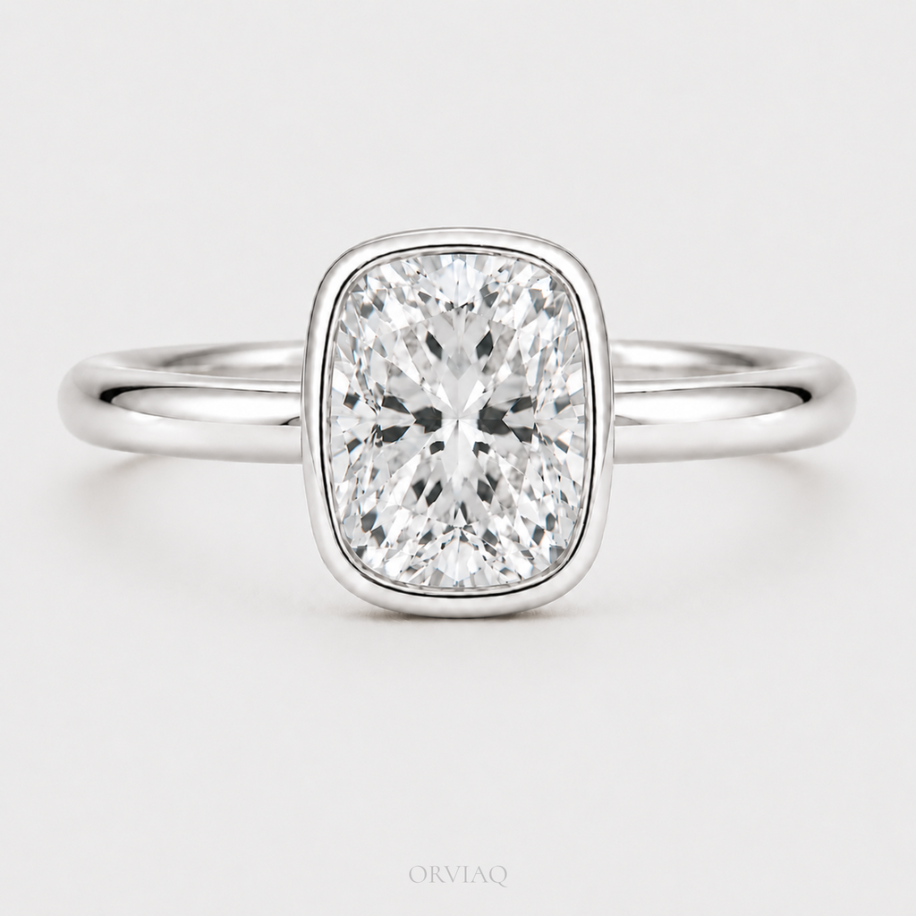 2.5 CT Cushion Cut Lab Grown Diamond Engagement Ring 14K White Gold