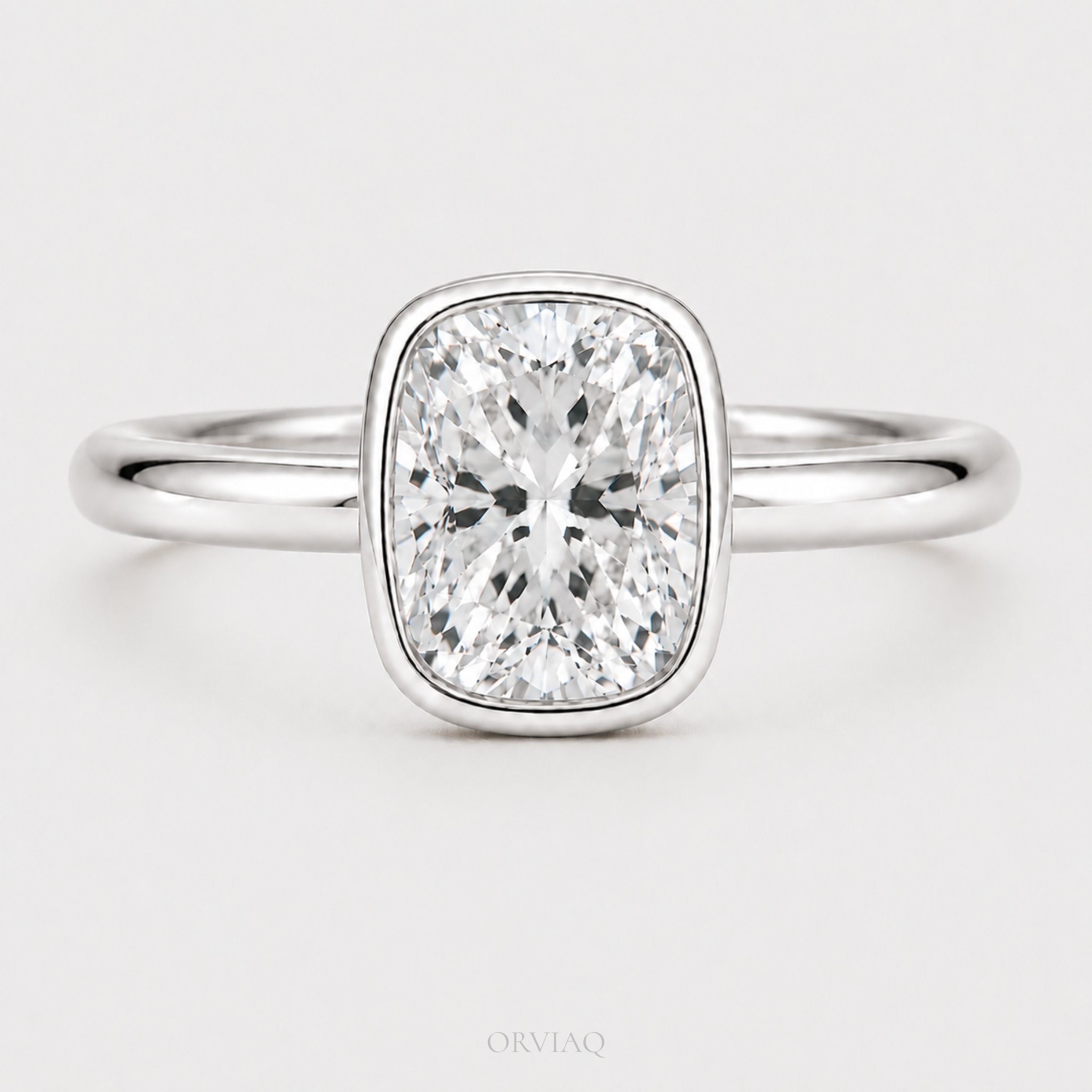 2.5 CT Cushion Cut Lab Grown Diamond Engagement Ring 14K White Gold