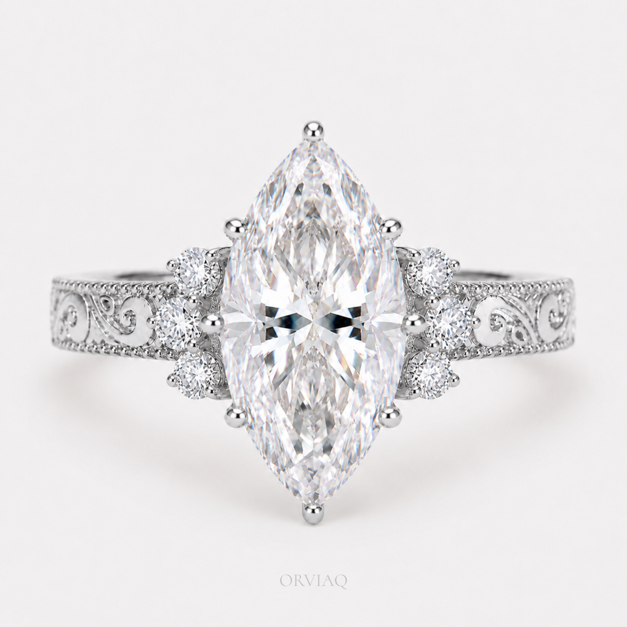 Marquise Lab Grown Diamond Engagement Ring 14K Rose Gold