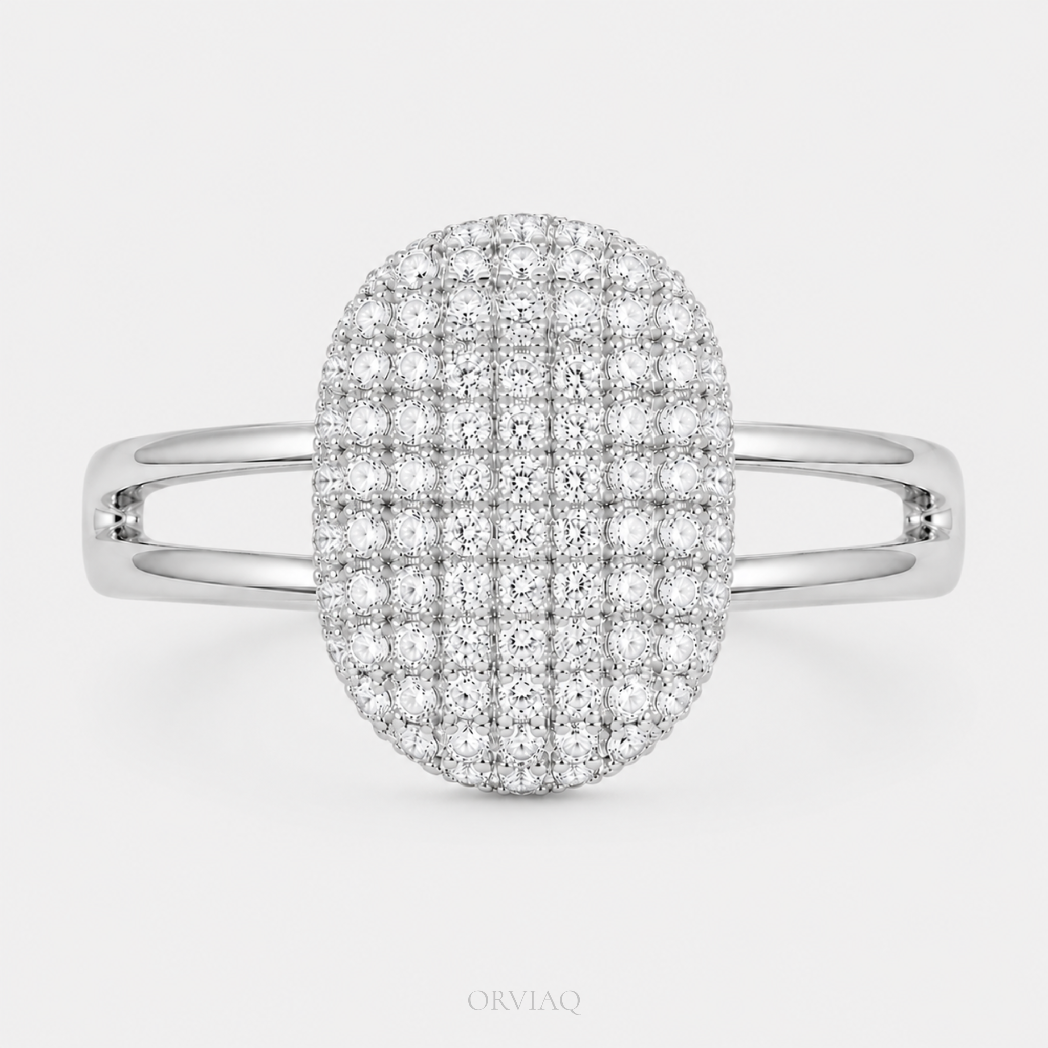 Round Brilliant Lab-Grown Diamond Oval Pave Cluster Engagement Ring