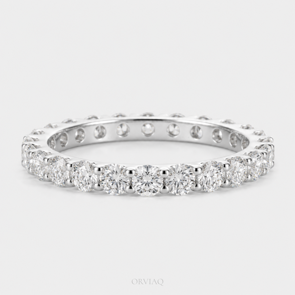 2 CT Lab-Grown Diamond Round Brilliant Eternity Wedding Band | Shared Prong Full Eternity Ring | IGI Certified Anniversary Ring