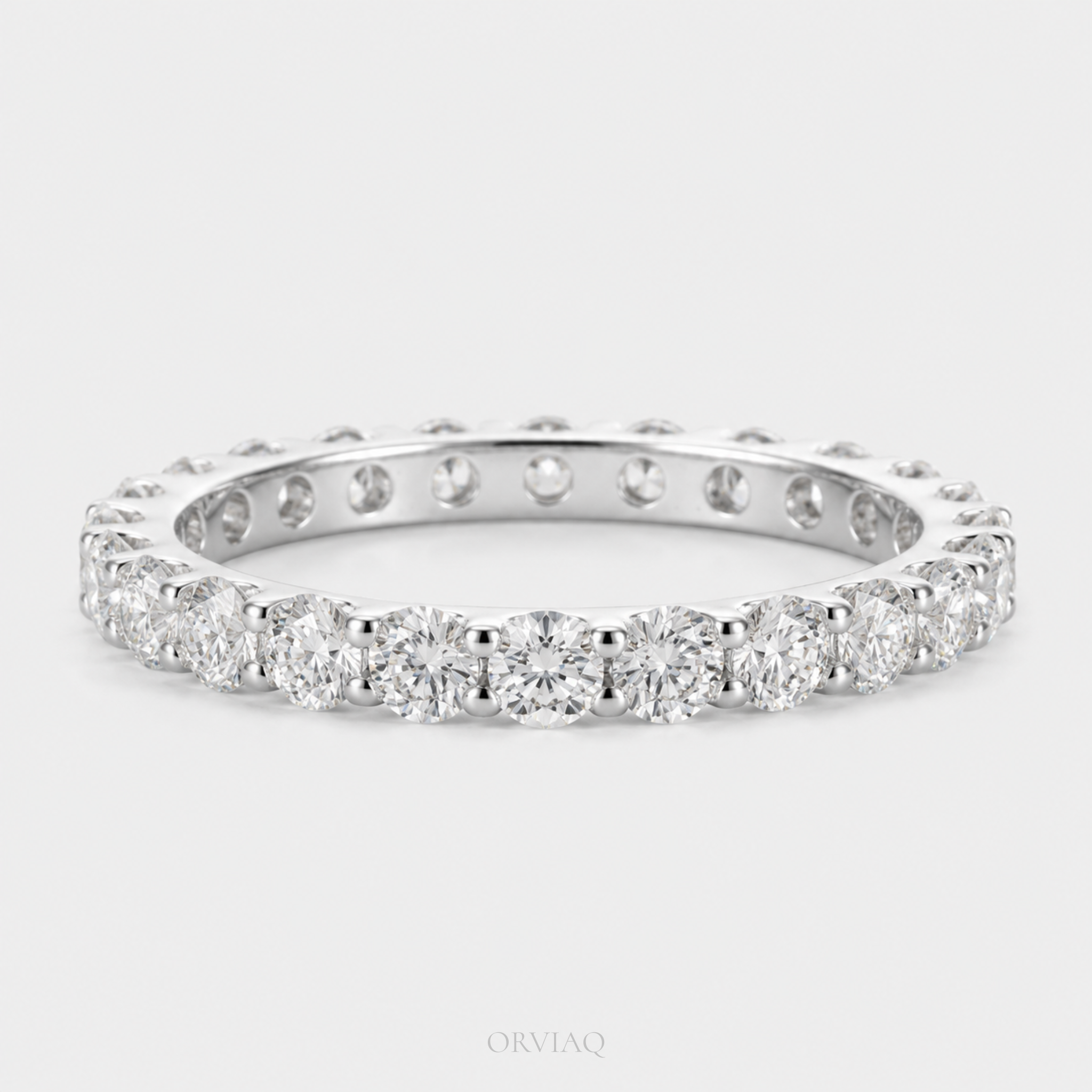 2 CT Lab-Grown Diamond Round Brilliant Eternity Wedding Band | Shared Prong Full Eternity Ring | IGI Certified Anniversary Ring