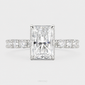 3 CT Radiant Cut Lab-Grown Diamond Halo Engagement Ring in 14K Gold | Hidden Halo Pave Band | IGI Certified