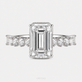 3 CT Emerald Cut Lab Grown Diamond Engagement Ring 14K White Gold