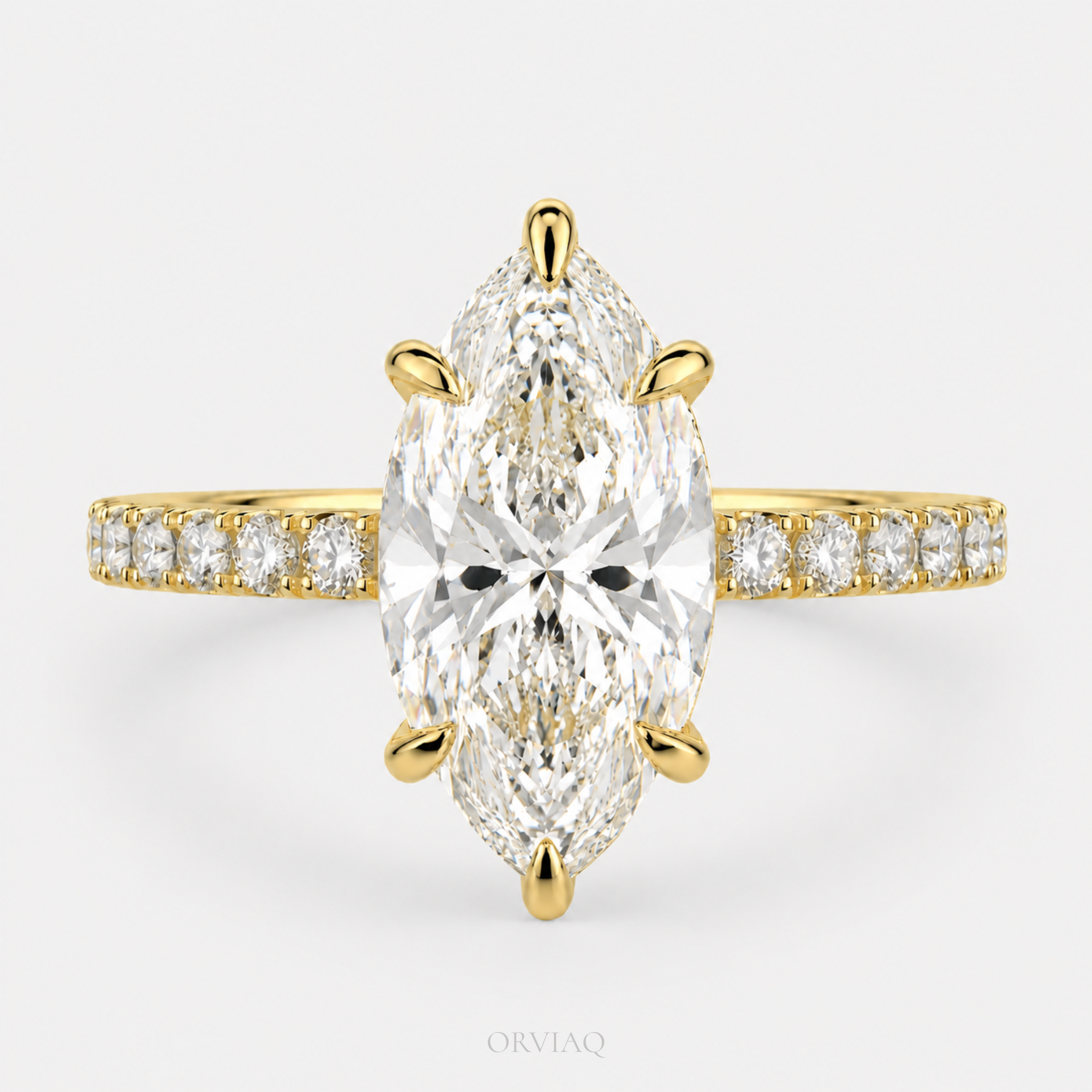 1.5 CT Marquise Lab Grown Diamond Engagement Ring 14K Yellow Gold