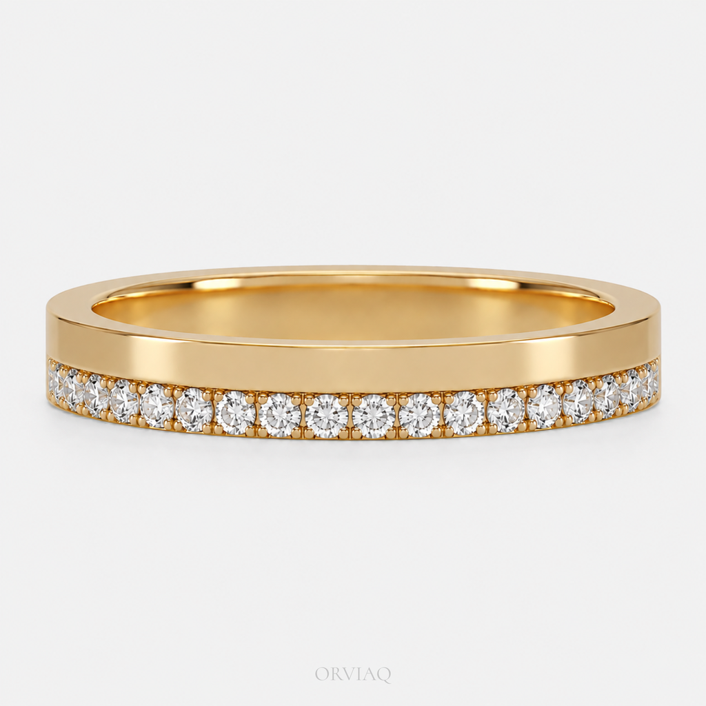 Round Brilliant Lab-Grown Diamond Pave Wedding Band | 0.30 TCW Solid Gold Minimalist Stackable Ring