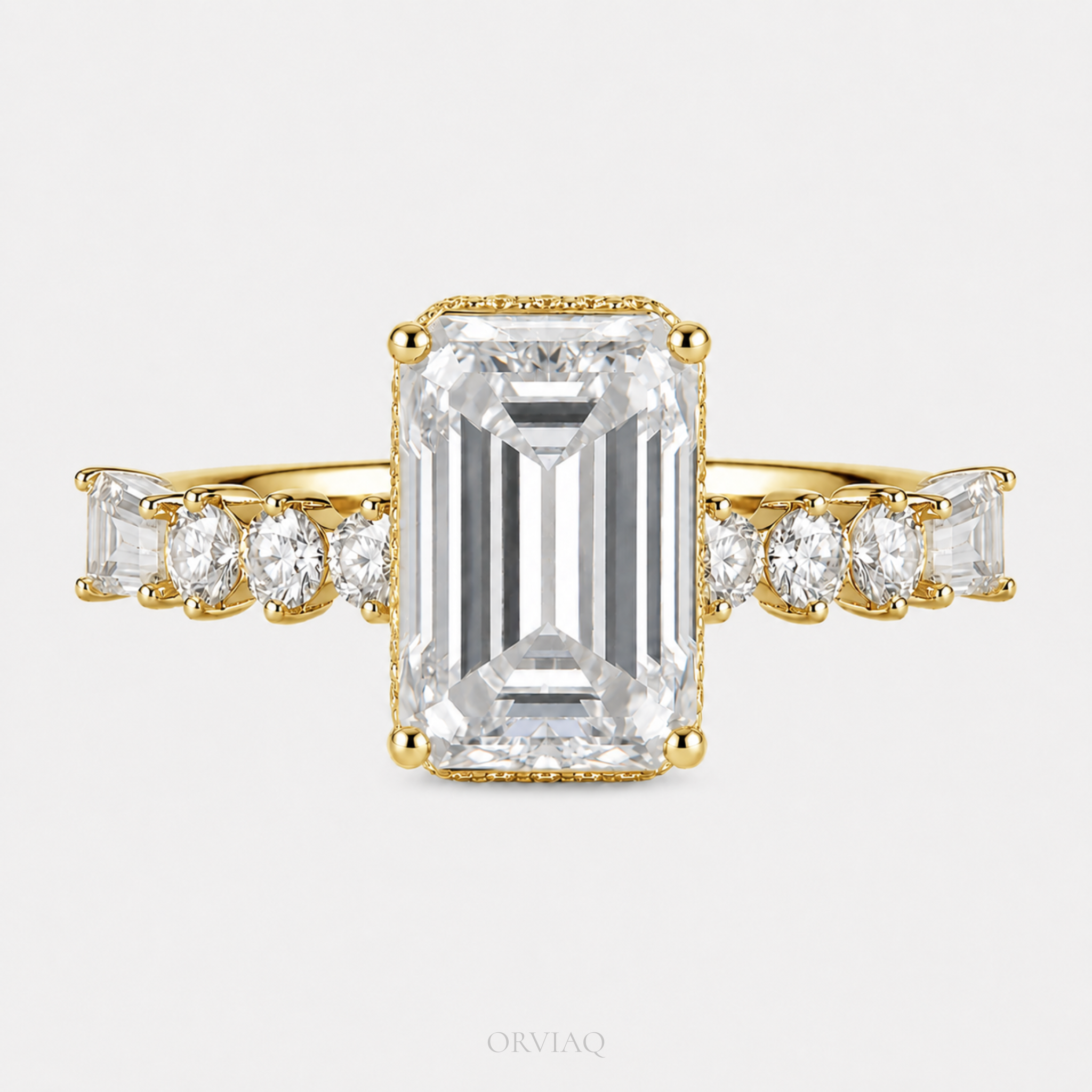 3 CT Emerald Cut Lab Grown Diamond Engagement Ring 14K White Gold