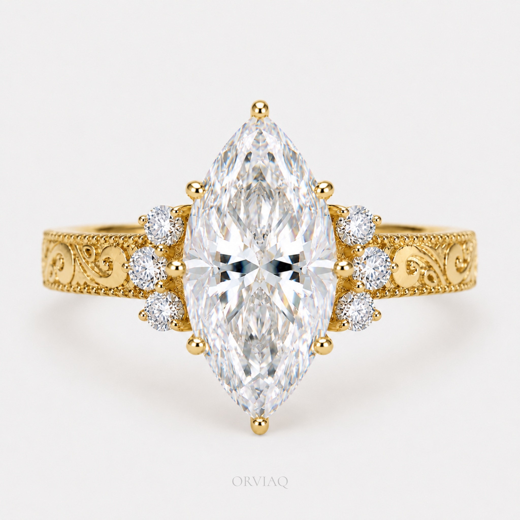 Marquise Lab Grown Diamond Engagement Ring 14K Rose Gold