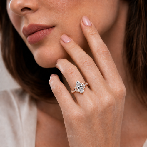 Marquise Lab Grown Diamond Engagement Ring 14K Rose Gold
