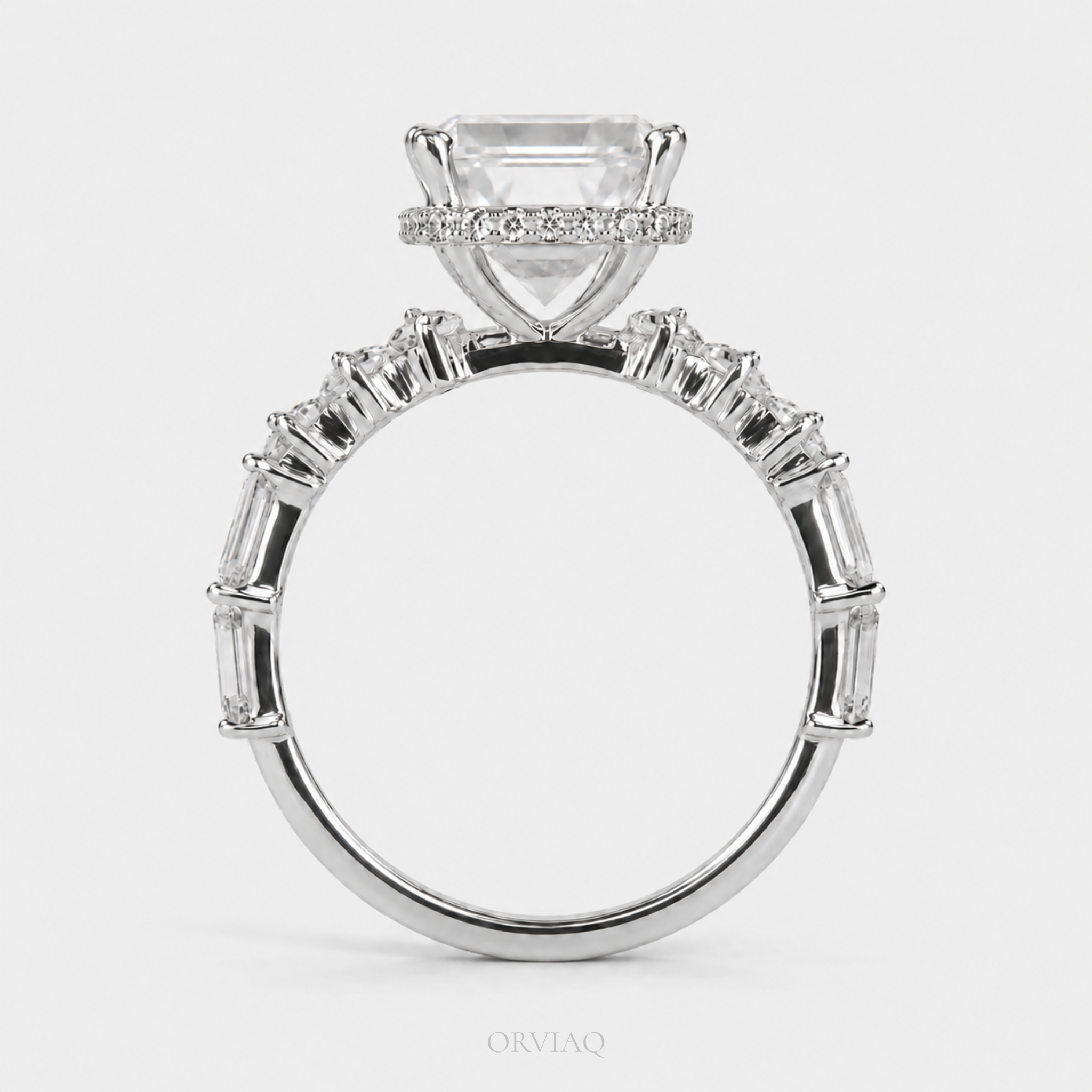 3 CT Emerald Cut Lab Grown Diamond Engagement Ring 14K White Gold