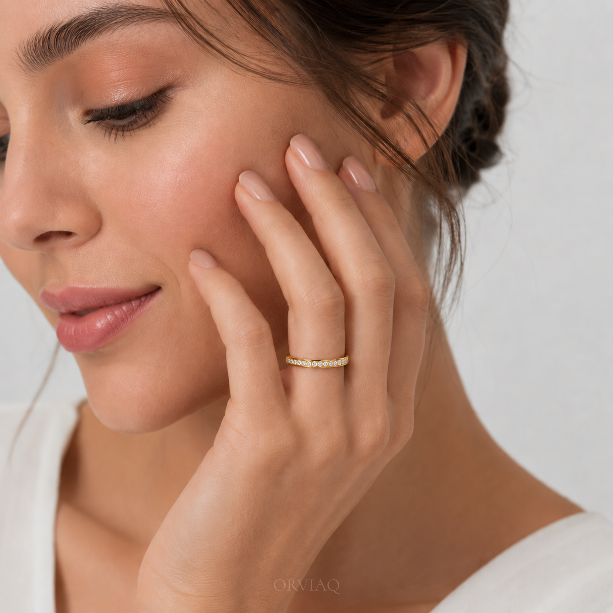 Round Brilliant Lab-Grown Diamond Pave Wedding Band | 0.30 TCW Solid Gold Minimalist Stackable Ring