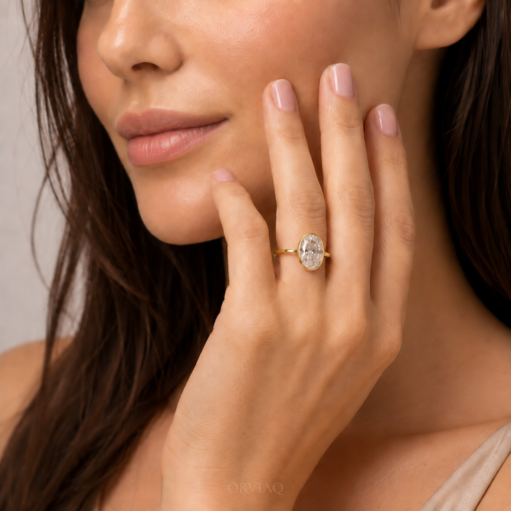 3 CT Oval Lab Grown Diamond Engagement Ring | IGI Certified VVS2 Diamond Ring | Solid Gold