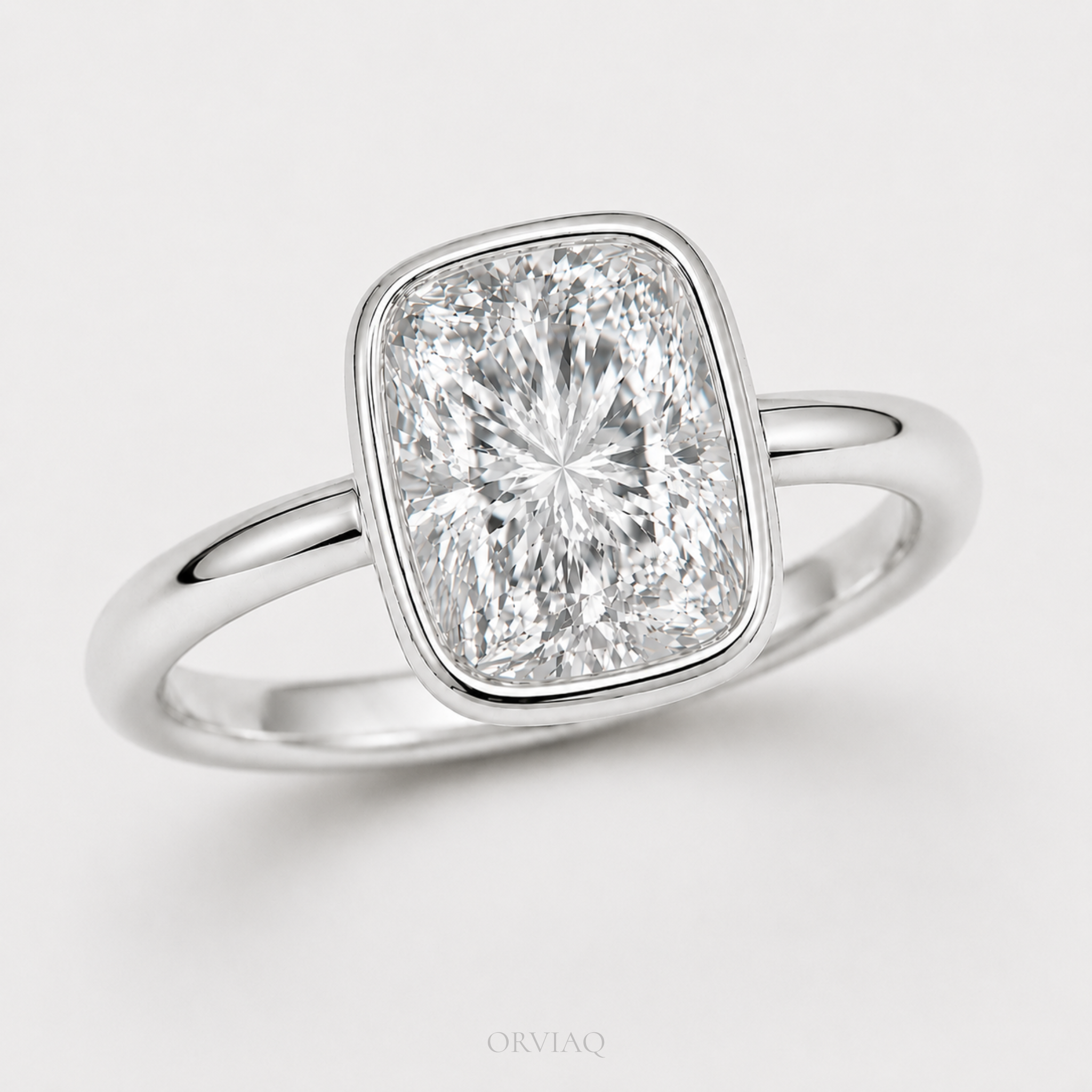 2.5 CT Cushion Cut Lab Grown Diamond Engagement Ring 14K White Gold