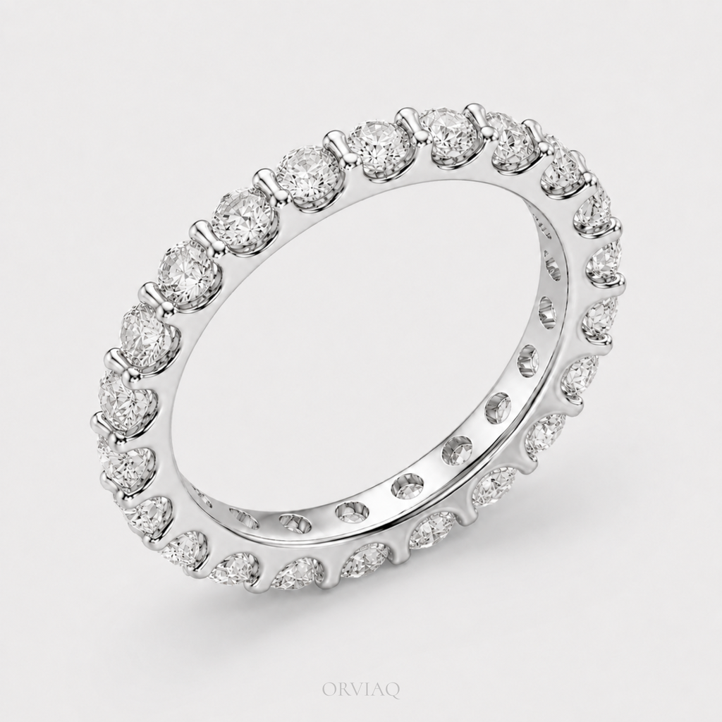 2 CT Lab-Grown Diamond Round Brilliant Eternity Wedding Band | Shared Prong Full Eternity Ring | IGI Certified Anniversary Ring