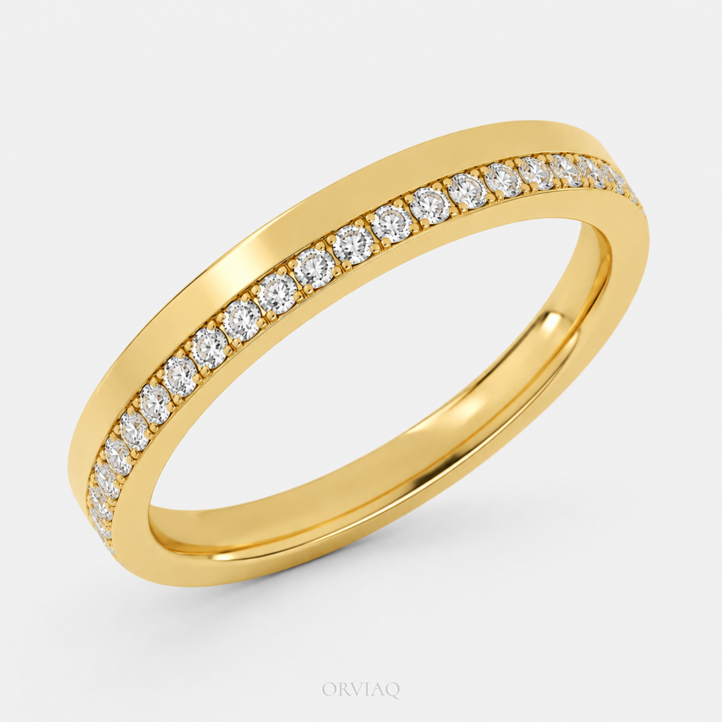 Round Brilliant Lab-Grown Diamond Pave Wedding Band | 0.30 TCW Solid Gold Minimalist Stackable Ring