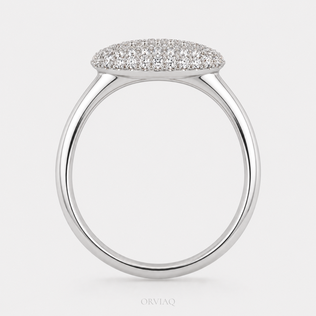 Round Brilliant Lab-Grown Diamond Oval Pave Cluster Engagement Ring