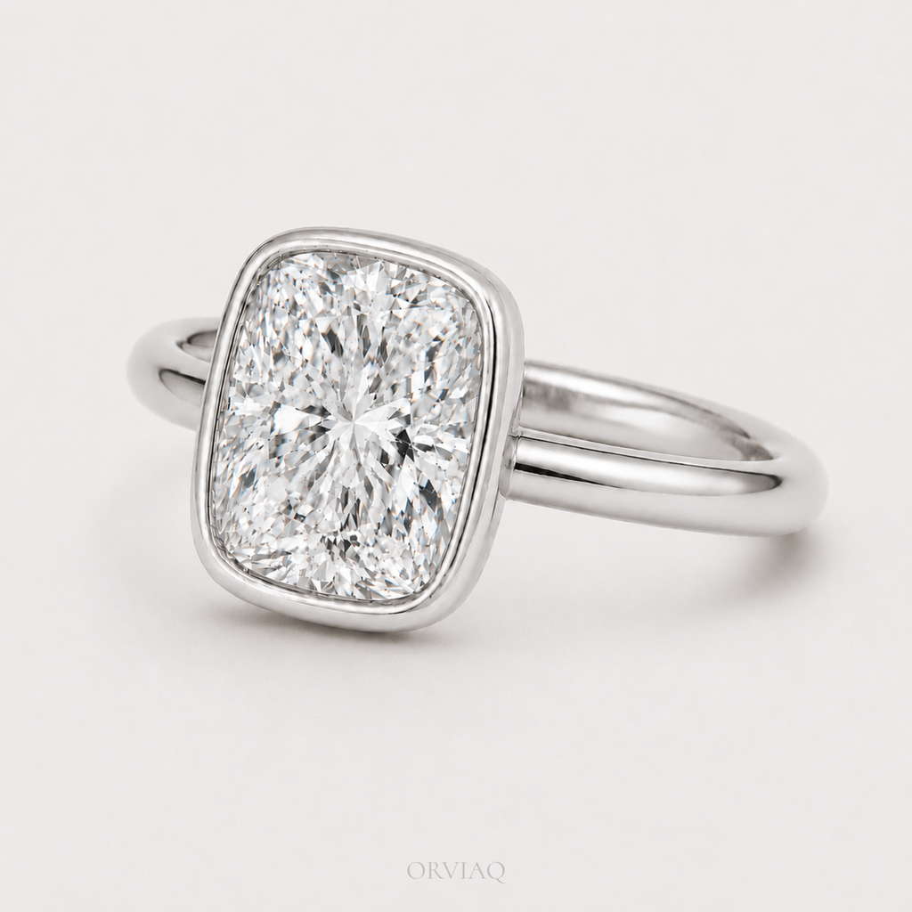 2.5 CT Cushion Cut Lab Grown Diamond Engagement Ring 14K White Gold