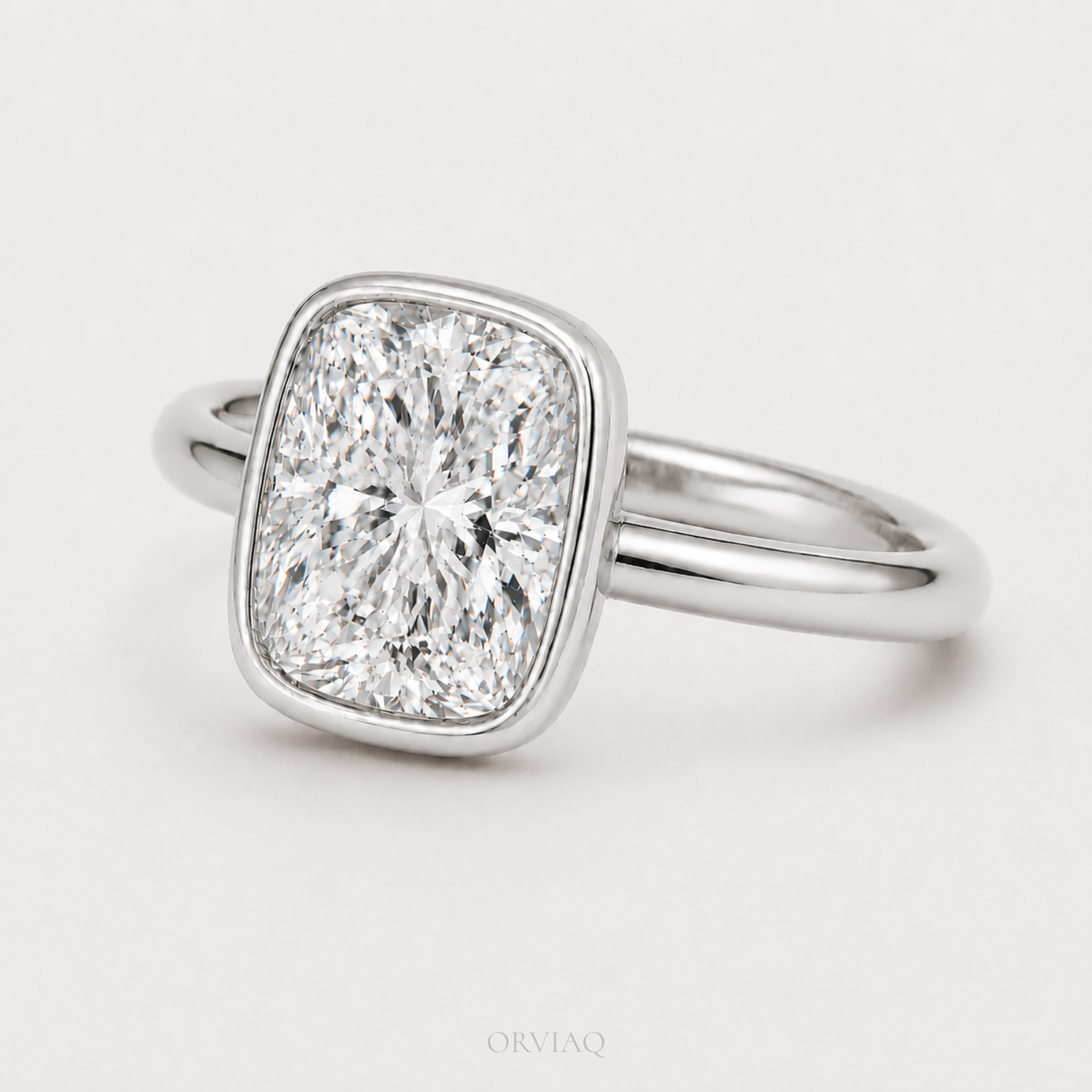 2.5 CT Cushion Cut Lab Grown Diamond Engagement Ring 14K White Gold