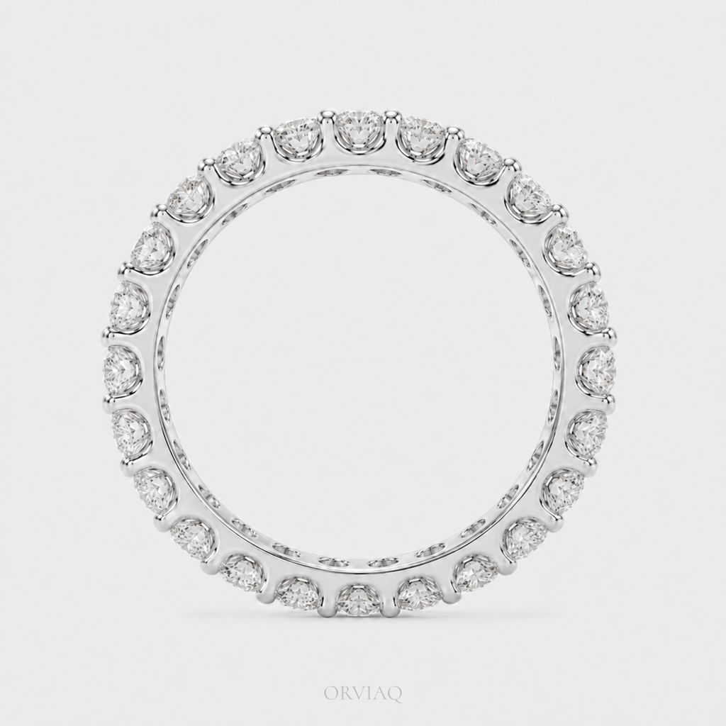 2 CT Lab-Grown Diamond Round Brilliant Eternity Wedding Band | Shared Prong Full Eternity Ring | IGI Certified Anniversary Ring