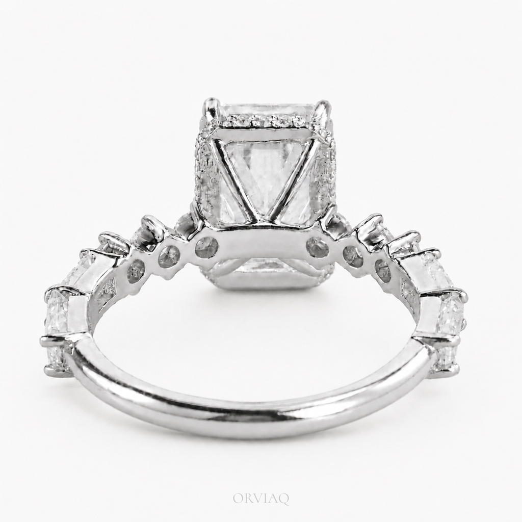 3 CT Emerald Cut Lab Grown Diamond Engagement Ring 14K White Gold