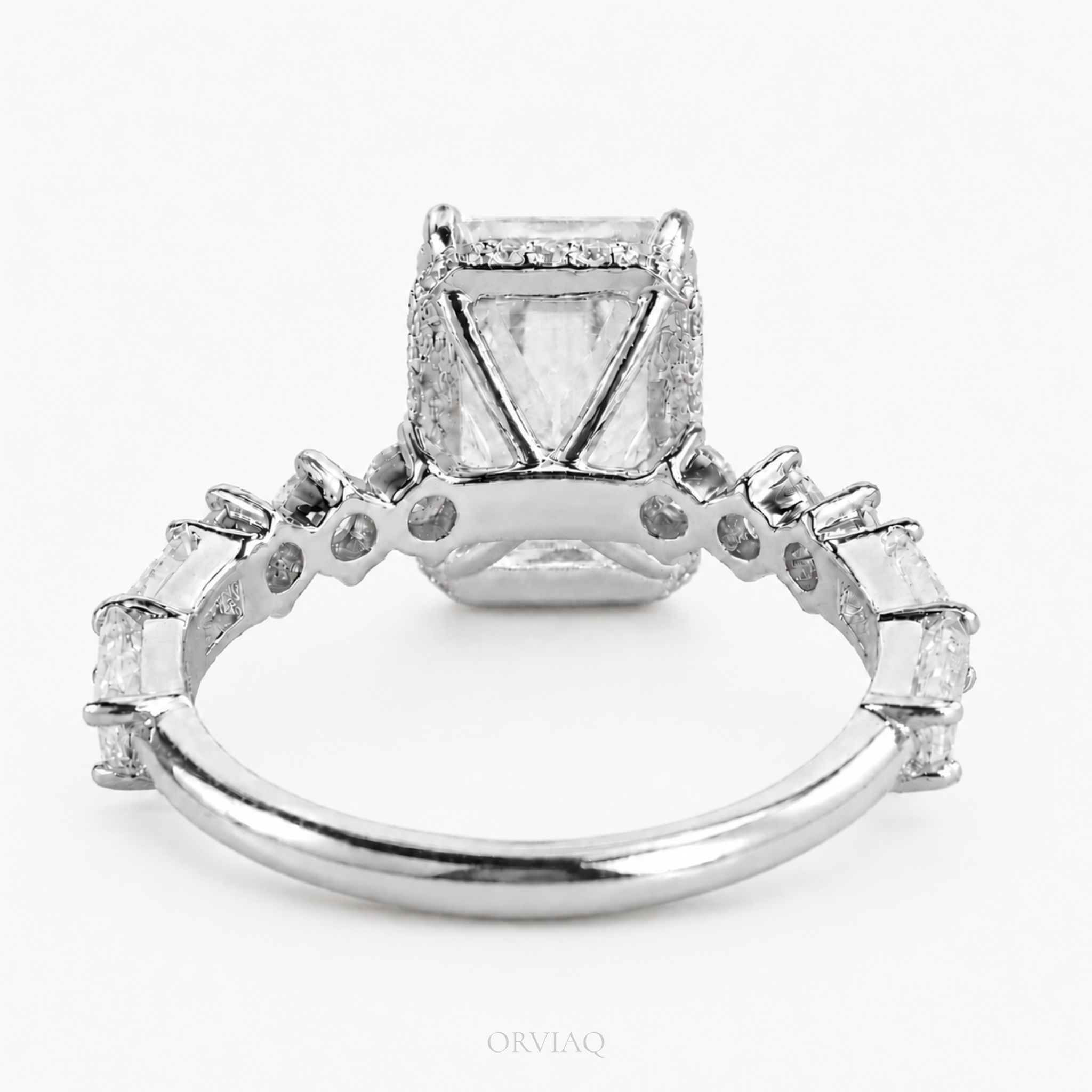 3 CT Emerald Cut Lab Grown Diamond Engagement Ring 14K White Gold