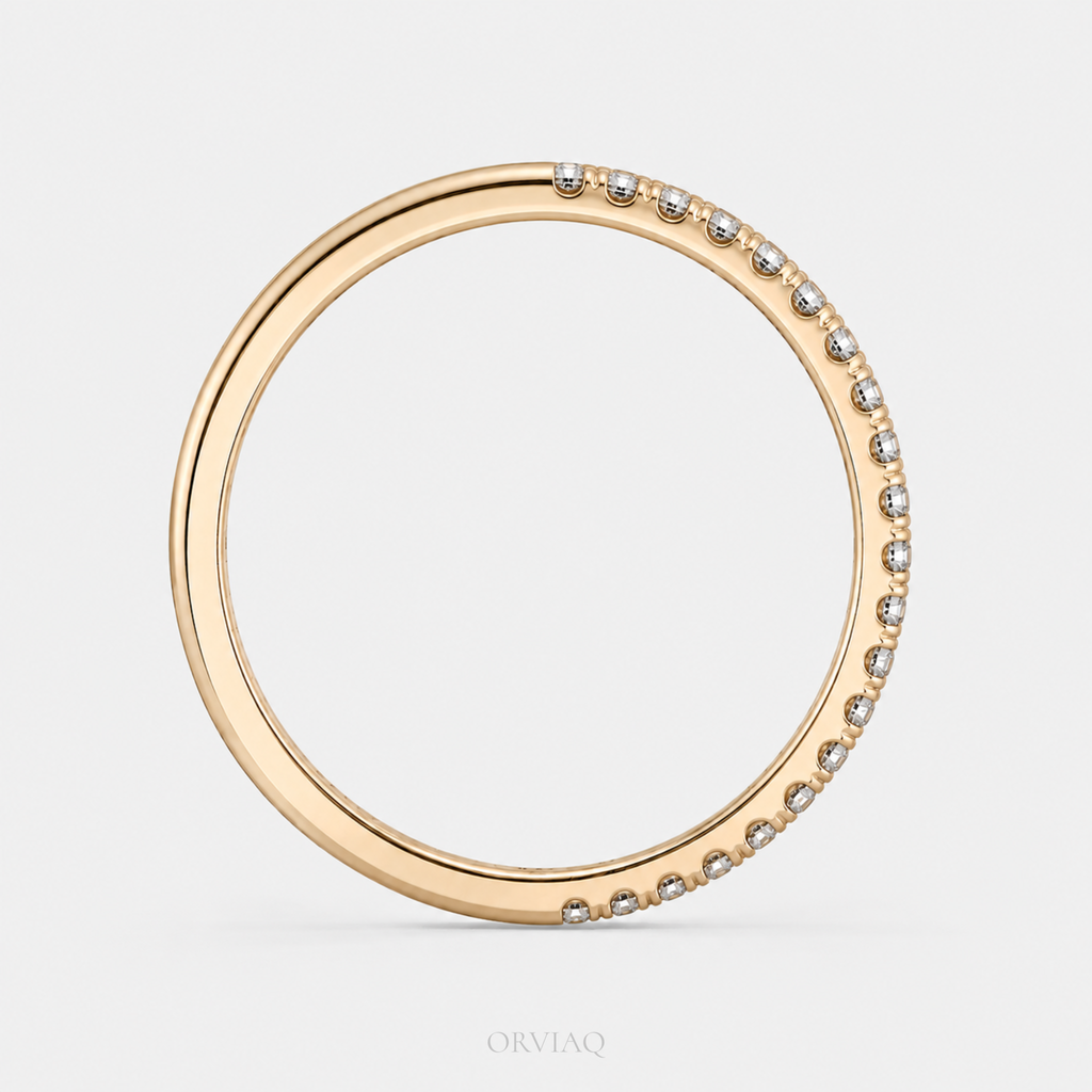 Round Brilliant Lab-Grown Diamond Pave Wedding Band | 0.30 TCW Solid Gold Minimalist Stackable Ring