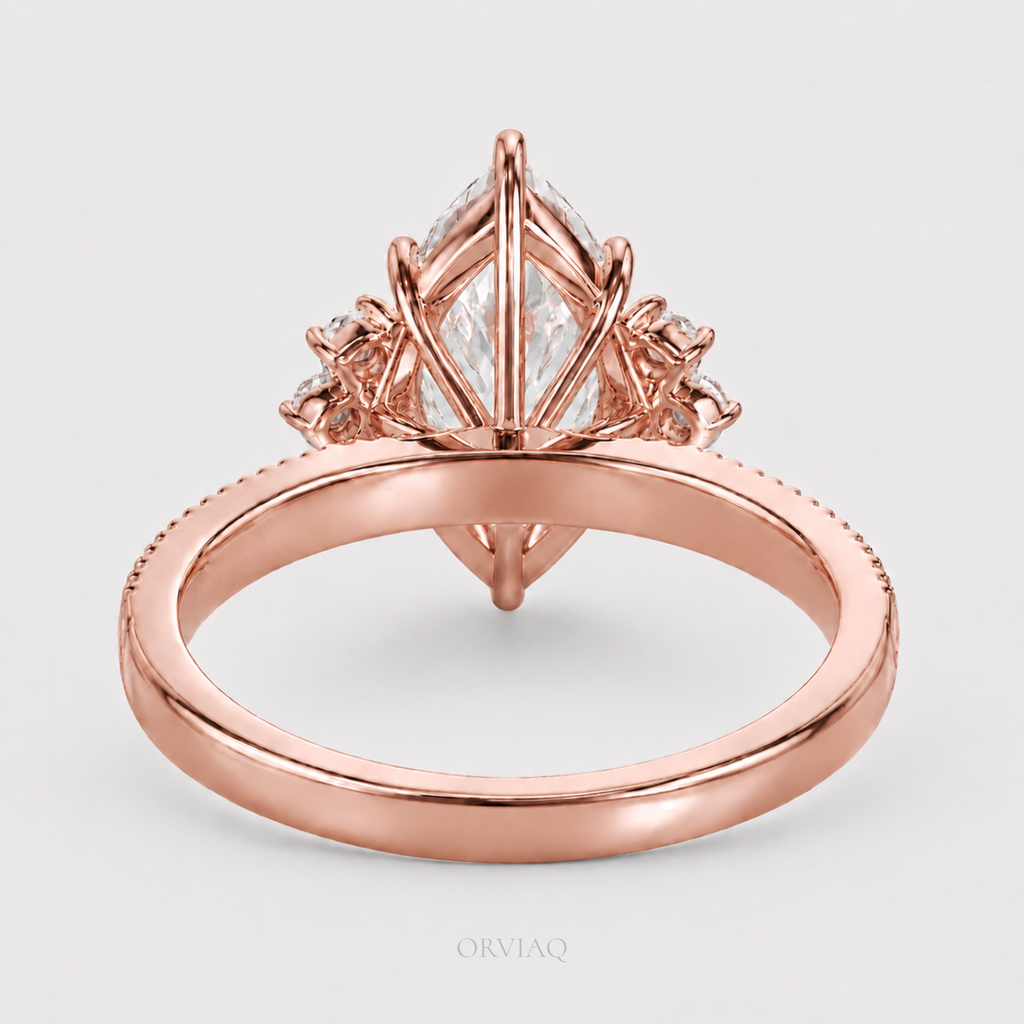 Marquise Lab Grown Diamond Engagement Ring 14K Rose Gold