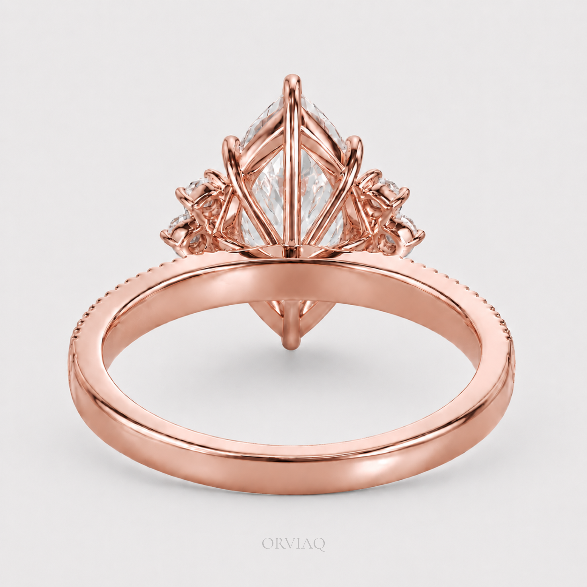 Marquise Lab Grown Diamond Engagement Ring 14K Rose Gold